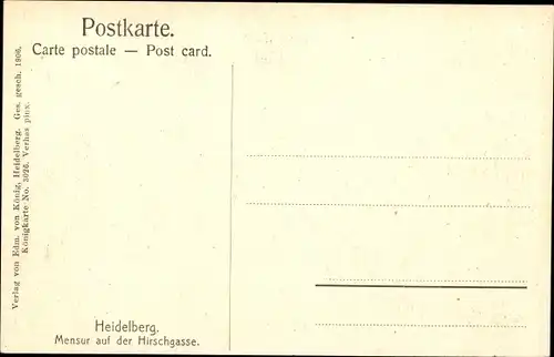 Studentika Ak Heidelberg am Neckar, Mensur auf der Hirschgasse