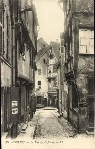 Ak Moulins Allier, La Rue des Orfevres