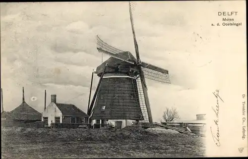 Ak Delft Südholland Niederlande, Molen a. d. Oostsingel