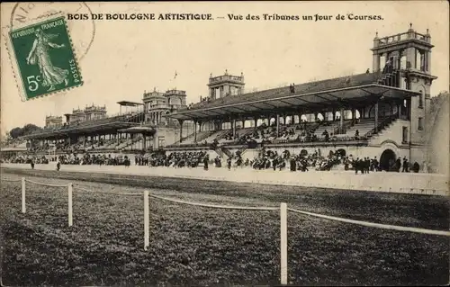 Ak Bois de Boulogne Hauts de Seine, Vue des Tribunes un Jour de Courses