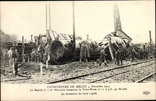 Ak Melun Seine et Marne, Le Rapid No. 2, Catastrophe 4.11.1913