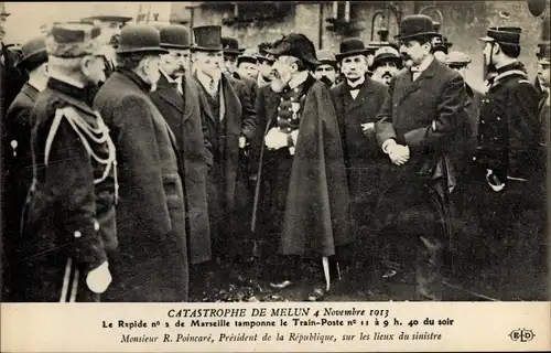 Ak Melun Seine et Marne, Catastrophe de Melun, 4 Novembre 1913, President Poincare