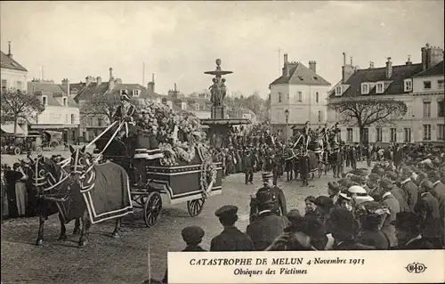 Ak Melun Seine et Marne, Catastrophe 1913, Obseques des Victimes