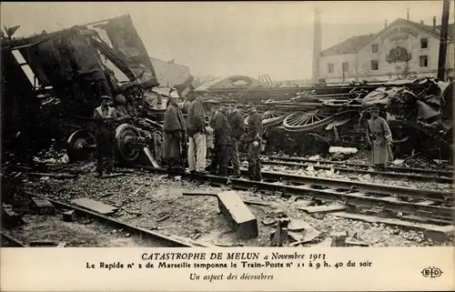 Ak Melun Seine et Marne, Catastrophe 1913, Un aspect des decombres