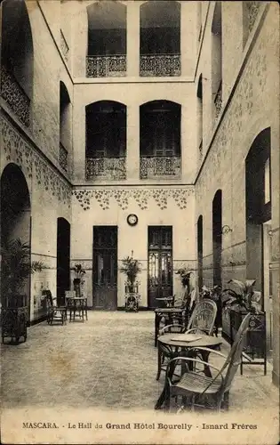 Ak Mascara Algerien, Le Hall du Grand Hotel Bourelly, Isnard Freres