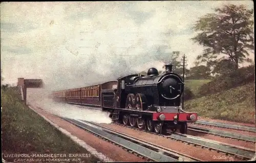 Künstler Ak Britische Eisenbahn, Liverpool Manchester Express, Lancashire & Yorkshire