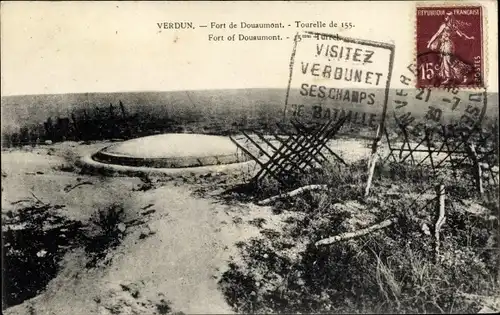 Ak Verdun Meuse, Fort de Douaumont, Tourelle