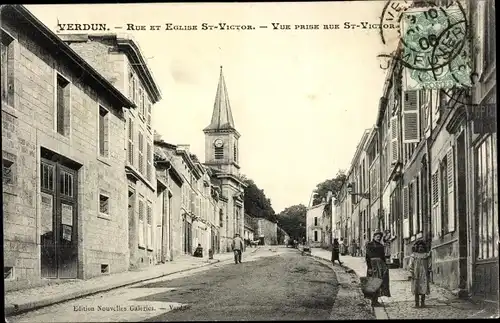 Ak Verdun Lothringen Meuse, Rue et Eglise Saint Victor