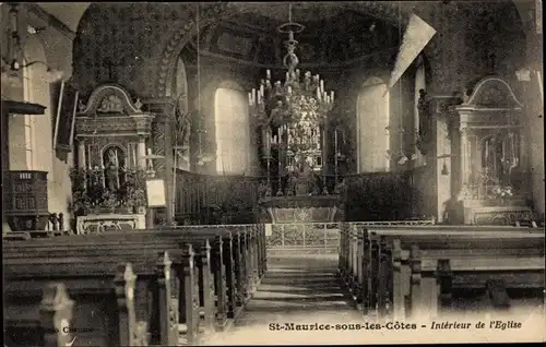 Ak Saint Maurice sous les Côtes Meuse, Interieur de l'Eglise