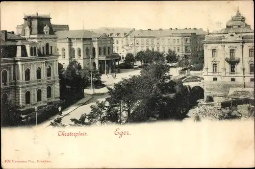 Ak Cheb Eger Region Karlsbad, Theaterplatz