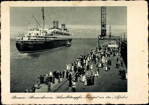 Ak Bremerhaven, Schnelldampfer "Europa" vor der Abfahrt