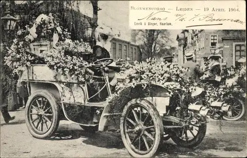 Ak Leiden Südholland Niederlande, Bloemencorso, Wagen mit Blumen geschmückt, 1904