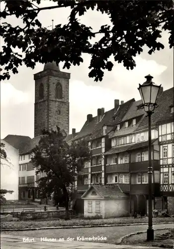 Ak Erfurt in Thüringen, Häuser an der Krämerbrücke