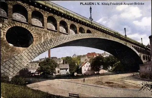 Ak Plauen im Vogtland, König Friedrich August Brücke