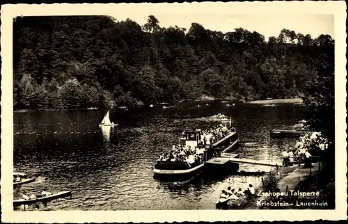 Ak Kriebstein Sachsen, Partie an der Zschopau, Fähre am Anleger