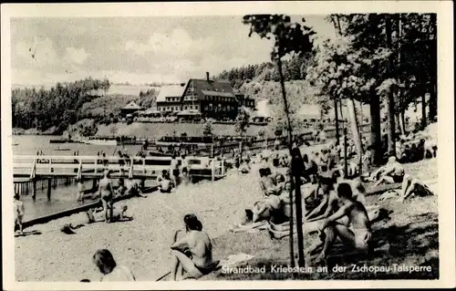 Ak Kriebstein Mittelsachsen, Zschopau Talsperre, Strandbad