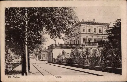 Ak Detmold in Nordrhein Westfalen, Straßenpartie am Palais