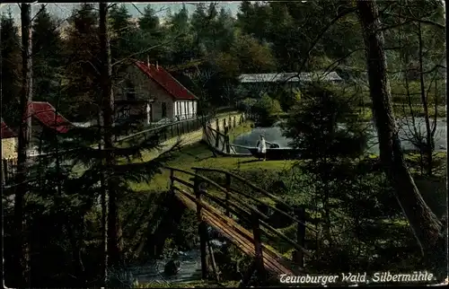 Ak Leopoldstal Horn Bad Meinberg in Lippe Teutoburger Wald, Waldhotel Silbermühle, Brücke