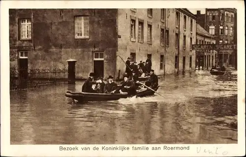 Ak Roermond Limburg Niederlande, Watersnood 1925-1926, Bezoek van de Koninklijke familie