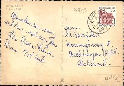 Ak Blomberg im Kreis Lippe, Rathaus, Außenansicht, Auto