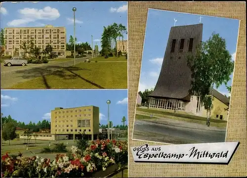 Ak Mittwald Espelkamp in Ostwestfalen, Breslauer Straße, Thomaskirche, Rathaus