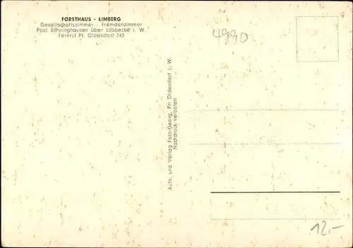 Ak Börninghausen Preußisch Oldendorf Westfalen, Forsthaus Limberg