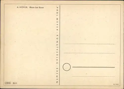 Künstler Ak Höfer, A., Bonn am Rhein, "Rhein bei Bonn"