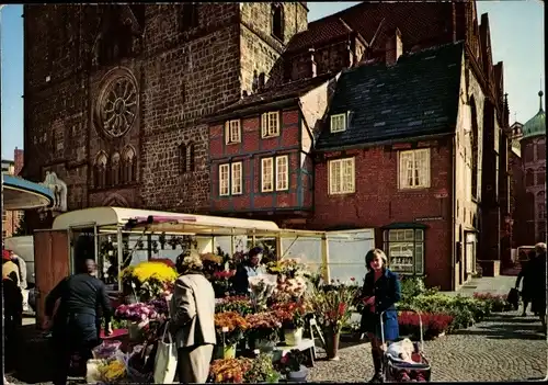 Ak Hansestadt Bremen, Frauenkirchhof mit Blumenmarkt