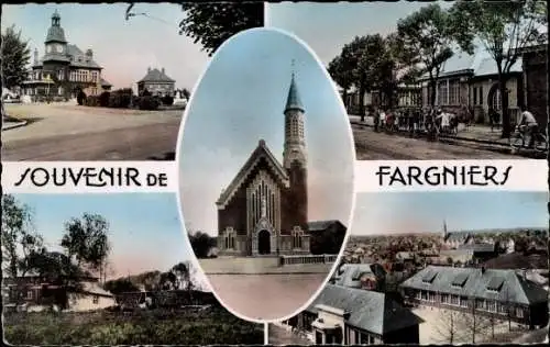 Ak Fargniers Aisne, Kirche, Straßenpartie, Stadtansichten