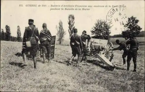 Ak La Ferté Milon Aisne, Batterie d'Artillerie Francaise, Guerre de 1914, Bataille de la Marne