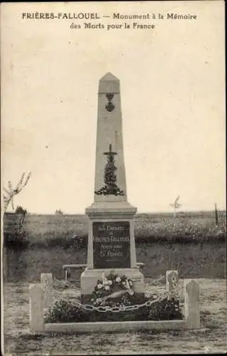 Ak Frières Faillouël Aisne, Monument á la Mémoire des Morts pour la France