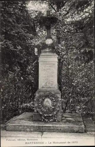 Ak Hartennes et Taux Aisne, Le Monument de 1870