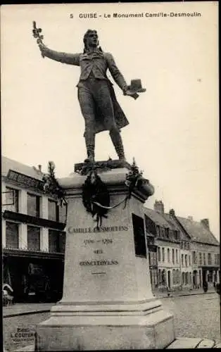 Ak Guise Aisne, Le Monument Camille Desmoulin