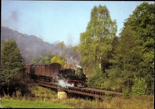 Ak Streckewalde Großrückerswalde im Erzgebirge, Schmalspurbahn Wolkenstein Jöhstadt, Lok 99 1585 1