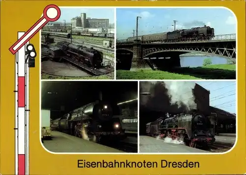 Ak Dresden, Hauptbahnhof, Bahnbetriebswerk, Elbbrücke, Lokomotive 01 204 mit D 378 Istropolitan