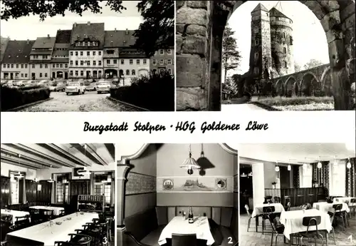 Ak Stolpen in Sachsen, HOG Goldener Löwe, Kleiner Saal, Weinlage, Gaststube