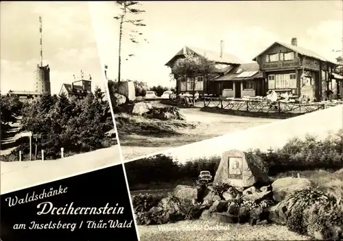 Ak Brotterode Trusetal in Thüringen, Waldschänke Dreiherrnstein am Inselsberg, Scheffel Denkmal