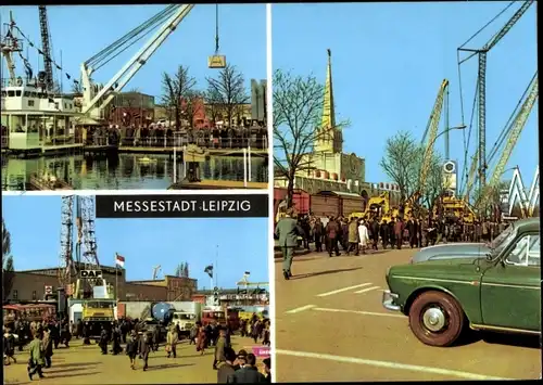 Ak Leipzig in Sachsen, Technische Messe, Kran, Auto