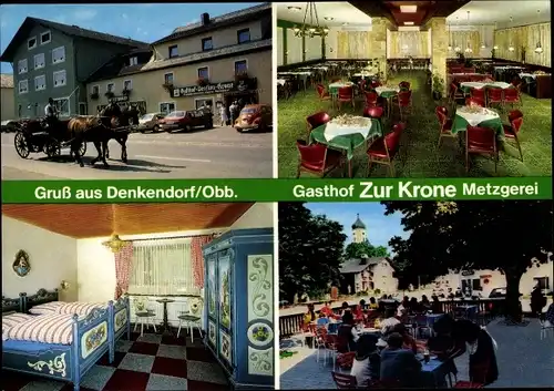 Ak Denkendorf in Mittelfranken Oberbayern, Gasthof Zur Krone, Metzgerei