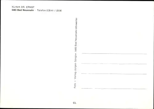 Ak Bad Neuenahr Ahrweiler in Rheinland Pfalz, Klinik Dr. Ernst