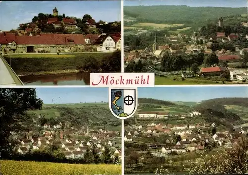 Ak Möckmühl in Württemberg, Gesamtansicht, Wappen