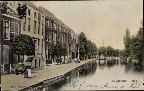 Ak Maarssen Utrecht, Flusspartie, Wohnhäuser