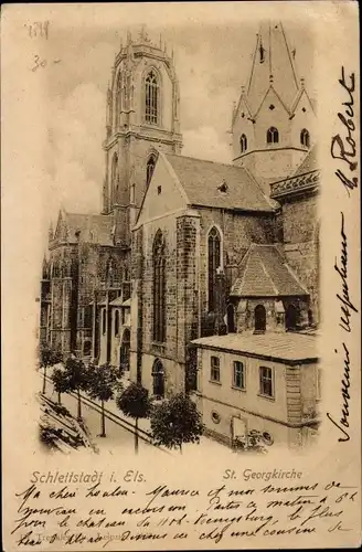 Ak Sélestat Schlettstadt Elsass Bas Rhin, L'Eglise Saint Georges, St. Georgkirche