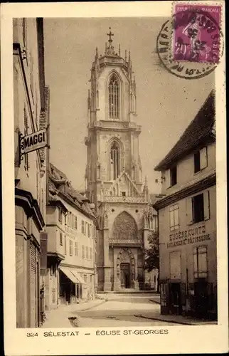 Ak Sélestat Schlettstadt Elsass Bas Rhin, L'Eglise Saint Georges, Patisserie