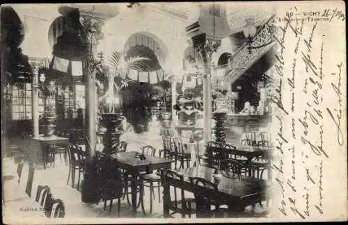 Ak Vichy Allier, Alhambra Taverne, interieur