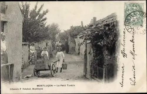 Ak Montluçon Allier, le Petit Tonkin, Kinder mit Bollerwagen und Eimer