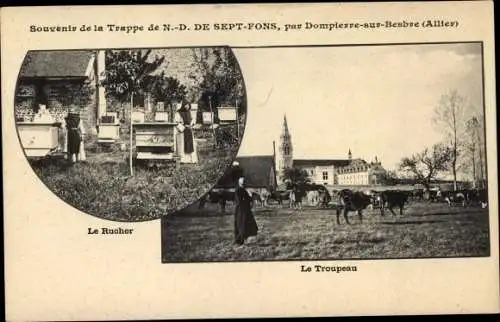 Ak Dompierre sur Besbre Allier, La Trappe de N.D. de Sept Fons, Le Rucher, Le Troupeau