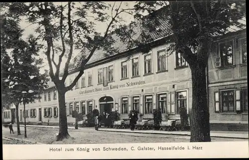 Ak Hasselfelde Oberharz am Brocken, Hotel zum König von Schweden