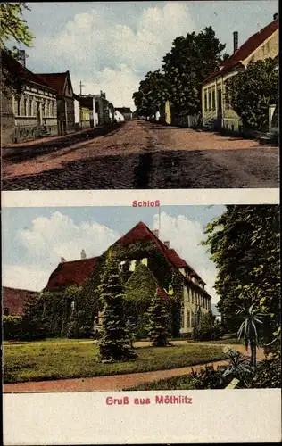 Ak Möthlitz im Havelland, Schloss, Straßenpartie