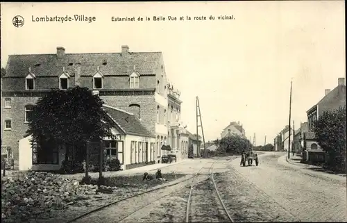 Ak Lombardsijde Lombartzyde Westflandern, Estaminet de la Belle Vue et la route du vicinal